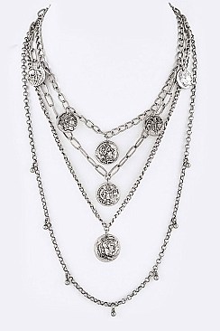 Stylish Vintage Coin Layered Fashion Necklace LA12466