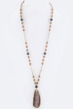 Exotic Gold Dipped Agate & Mix Beads Necklace LAON5148