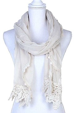 PLAIN COLOR LACED OBLONG SCARF