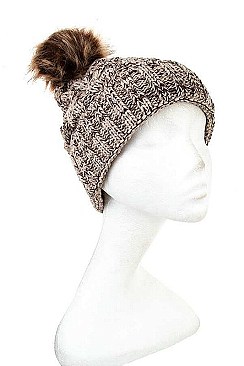 FASHION CABLE KNIT POMPOM BEANIE