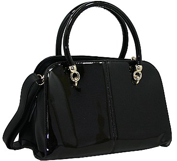 PATENT METAL ACCENTED SATCHEL