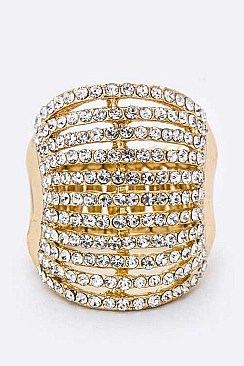 Elegant Layered Crystals Stretch Ring LARB2084