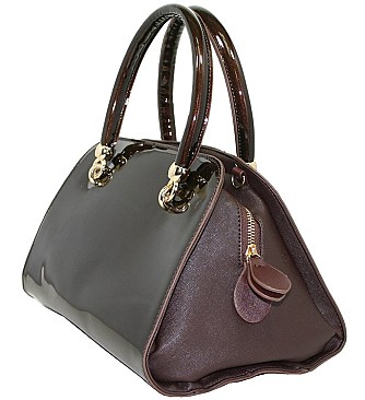 PATENT METAL ACCENTED SATCHEL