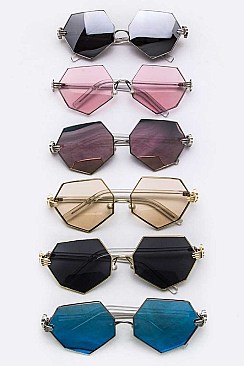 Pack of 12 Pieces Hand Temples Iconic Angular Sunglasses LA138-1326