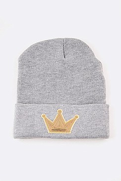 Trendy Sequin Crown Iconic Patch Beanie LA-MKH3514A