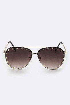 Pack of 12 Pieces Studded Aviator Sunglasses LA113-POP8040