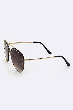 Pack of 12 Pieces Studded Aviator Sunglasses LA113-POP8040