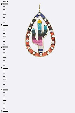 Serape Crystal Accent Cactus Earrings