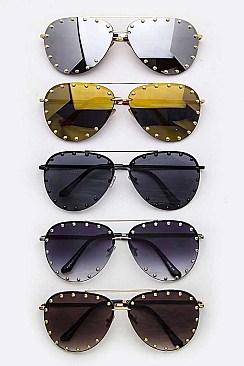 Pack of 12 Pieces Studded Aviator Sunglasses LA113-POP8040