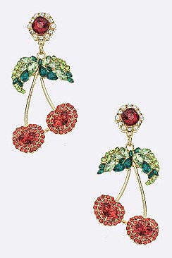 Crystal Cherry Drop Earrings