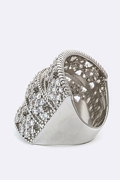 Cubic Zirconia Flowers Layer Ring LAGKP426R