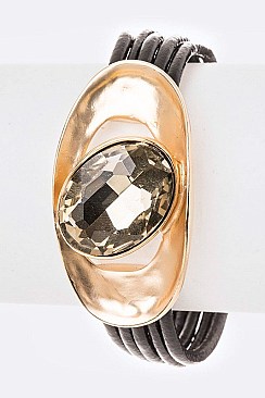 LEATHER & BRUSHED METAL BRACELET
