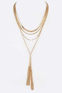 DOUBLE TASSEL PENDANT CHAINS NECKLACE