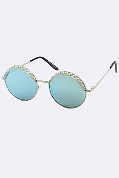 Pack of 12 Pieces Pearl Accent Iconic Round Sunglasses LA108-96184