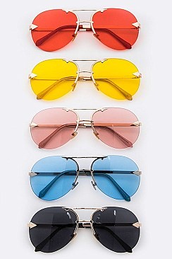 Pack of 12 pieces Iconic Arrow Pop Color Aviator Sunglasses LA108-96191