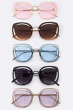Pack of 12 pieces Iconic Cutout Square Sunglasses LA108-96168