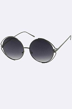 Pack of 12 Pieces Wired Frame Oversize Round Sunglasses LA108-96171