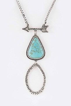 Stylish Arrow & Stone Pendant Necklace LA12275