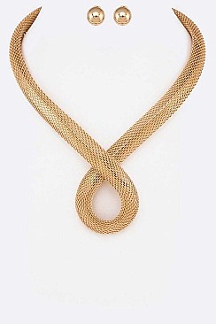 MESHED CHAIN COLLAR NECKLACE SET