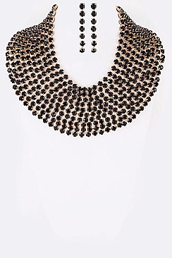 Elegant Rhinestone Statement Necklace Set LA-GNE3001