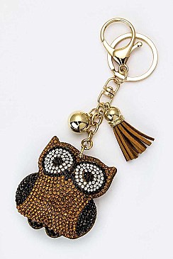 Crystal Owl Key Charm