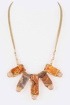 Fab Genuine Stone Wired Beads Statement Necklace LAN5902