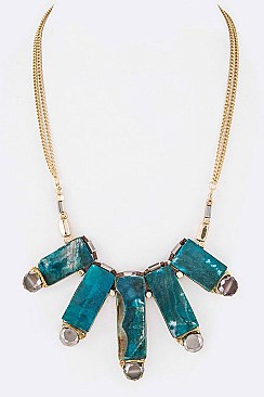 Fab Genuine Stone Wired Beads Statement Necklace LAN5902