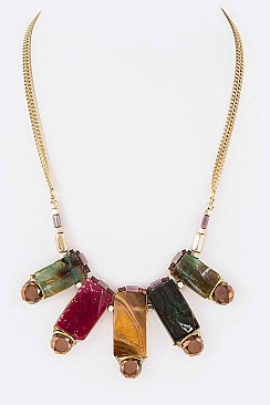 Fab Genuine Stone Wired Beads Statement Necklace LAN5902