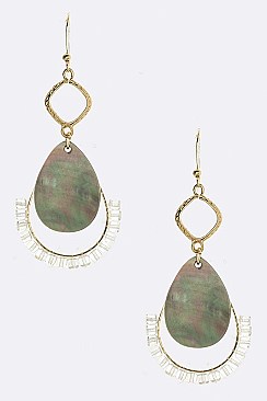 CRYSTAL WIRED ABALONE SHELL DROP EARRINGS