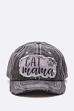 Cat Mama Vintage Washed Cotton Cap LA-T13CAT01