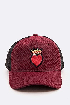 Queen Heart Patch Quilted Cotton Cap LA-EMH0907E