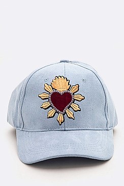 Heart Embroidered Suede Cap LA-EMH0910