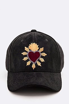 Heart Embroidered Suede Cap LA-EMH0910