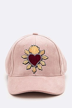 Heart Embroidered Suede Cap LA-EMH0910