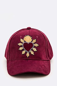 Heart Embroidered Suede Cap LA-EMH0910