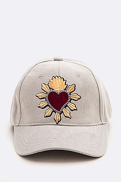Heart Embroidered Suede Cap LA-EMH0910
