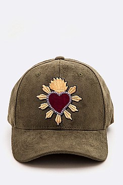 Heart Embroidered Suede Cap LA-EMH0910