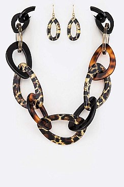 LINKED RESIN CHAIN STATEMENT NECKLACE SET