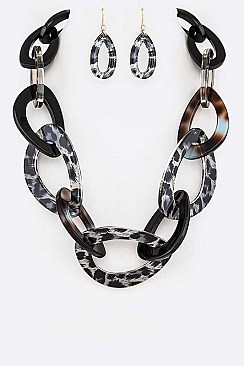 LINKED RESIN CHAIN STATEMENT NECKLACE SET