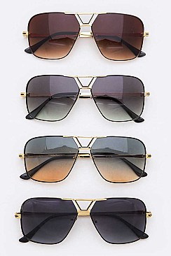 Pack of 12 Rimless Square Aviator Sunglasses
