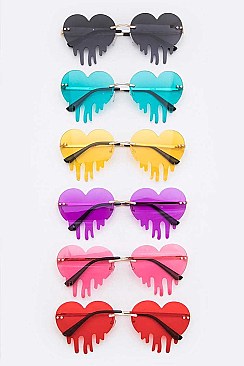 Pack of 12 Iconic Dripping Heart Sunglasses Set