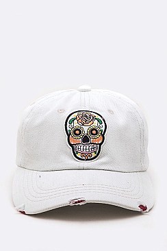 Sugar Skull Distress Denim Cap LA-EMH0906
