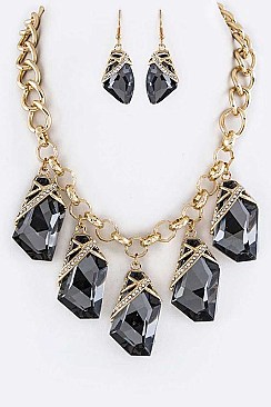 Black Crystal Statement Necklace Set LA-YNE3299