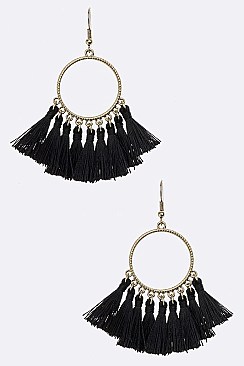 Fabric Tassels Hoop Earrings