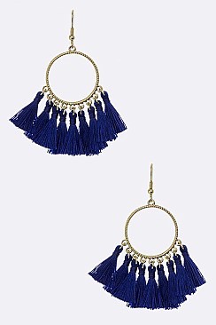 Fabric Tassels Hoop Earrings
