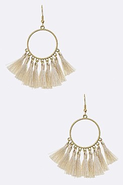 Fabric Tassels Hoop Earrings
