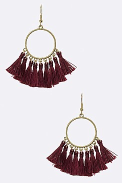 Fabric Tassels Hoop Earrings