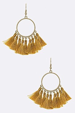 Fabric Tassels Hoop Earrings