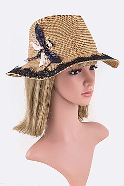 Fashion Laced Brim Straw Panama Hat