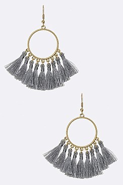 Fabric Tassels Hoop Earrings